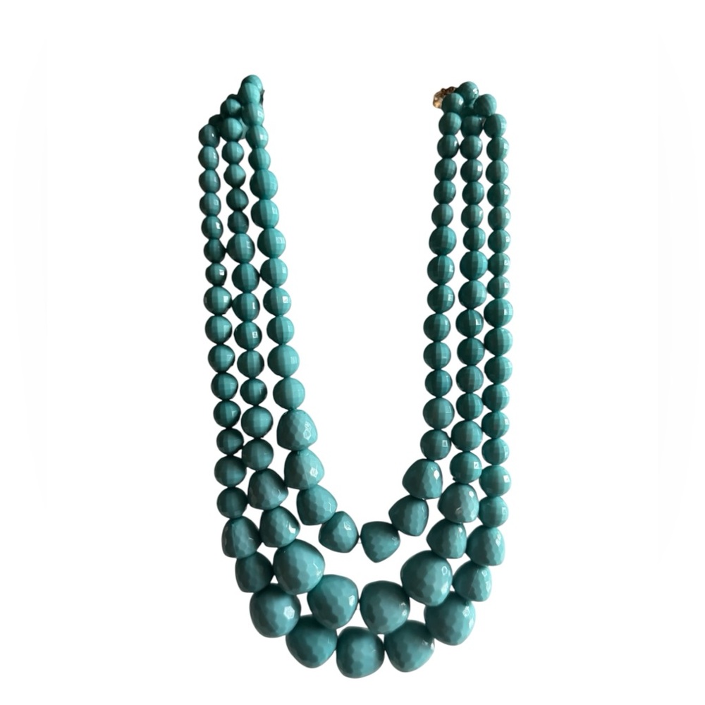 Elegant Teal dark turquoise diamond cut Beaded Necklace